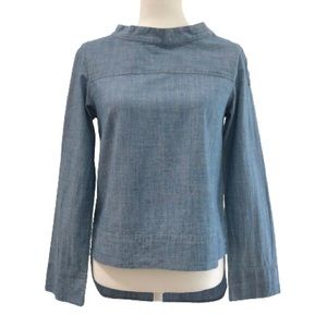 ⭐️J. Crew⭐️Preppy Chambray Blue Wash Denim High Low Shirt Top Blouse Women's 00